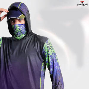 100% polyester pêche à capuche extérieur sublimé pêche à capuche séchage rapide respirant à manches longues sweats à capuche - Product Image 6