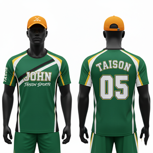 Camiseta de Hockey sobre Césped para Hombre, 150 GSM, Transpirable, Poliéster Interlock, Verde, Blanco, Amarillo, Panel Raglán, Sublimación, Logotipo Personalizado del Equipo - Product Image 1