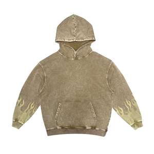 Sudadera con capucha desgastada lavada con ácido para hombre, estampado de patrón de invierno, lana suave, Material de poliéster/algodón, MOQ bajo para suministro al por mayor - Product Image 1