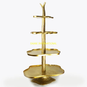 แท่นวางเค้กอลูมิเนียมเคลือบทองพร้อมแท่นโชว์ขนมดีไซน์ต้นไม้หรูหรา4ชั้นสำหรับปาร์ตี้ที่เสิร์ฟเค้กคัพเค้ก - Product Image 1