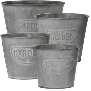 Ensemble de trois jardinières en métal fini antique au design unique pour une décoration unique, une qualité durable. - Product Image 2