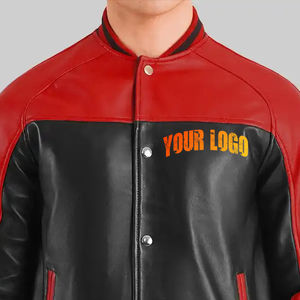 OEM personalizado de los hombres de la Universidad de color de bloque de cuero Varsity chaqueta negra de lana de cuero genuino mangas de alta calidad Varsity chaqueta - Product Image 2