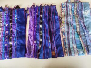 Soft Silk Patches Reversible <b>Scarf</b> with Vivid Colorful Stripes Long Length <b>Neck</b> Wrap Lightweight Comfortable for All Seasons - Product Image 2