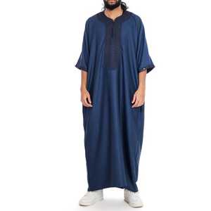 Alta calidad marroquí hombres Thobe elegante algodón hasta el suelo Dishdasha con bolsillos manga larga hecho a mano transpirable - Product Image 3