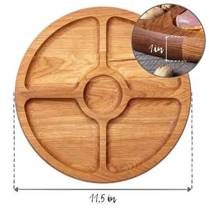 Plateau sectionnel rond en bois, plateau de service fait à la main, plateau de charcuterie d'automne, assiette de viande au fromage en bois, rond - Product Image 4