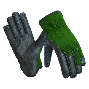 Cowhide Aniline Leather Anti-Slip Breathable Elastic Wrist Work <b>Gloves</b> for Drivers Safety Canvas Cleaning Industrial Use - Product Image 3