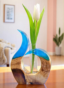 แจกันตกแต่งงานแต่งงานทำจากไม้ธรรมชาติและเรซิ่นอีพ็อกซี่คุณภาพพรีเมียม พร้อมโลโก้สั่งทำและจำหน่ายราคาส่ง - Product Image 4