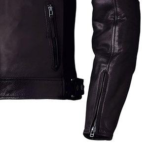 Men's Custom Made Wholesale Leather <b>Jacket</b> with Stand Collar 100% Genuine Leather Zipper Closure - Product Image 4