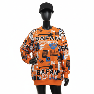 Sudadera Extra Grande para Mujer, Algodón GSM, Poliéster, Felpa, Estampado Completo, Naranja, Logotipo Personalizado por Sublimación, Sudaderas Transpirables para Mujer - Product Image 1