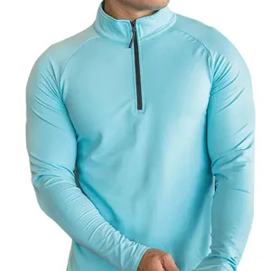 Camiseta slimfit masculina com gola alta e manga comprida com logotipo personalizado, camiseta slimfit respirável de alta qualidade para venda
