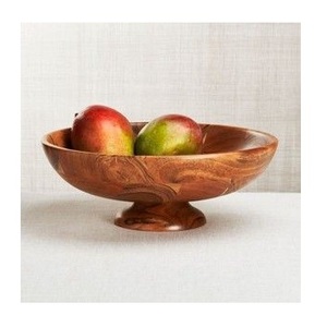 Bol en bois d'acacia fait à la main de qualité supérieure couleur naturelle Design classique bol de service de nourriture d'hôtel nouveauté - Product Image 4