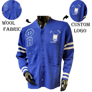 ZPB Varsity personnalisé tricoté cachemire sororité Cardigan col en v université broderie crête Logo hiver Style décontracté bouton avant - Product Image 1
