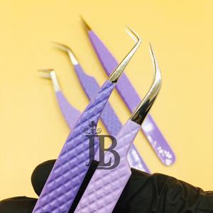 Nouvelles pinces à cils violettes, pinces à cils en vison violet, acier inoxydable, logo personnalisé, étiquette privée, pinces à cils - Product Image 4