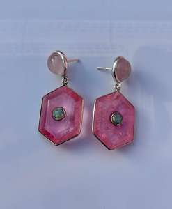 925 Sterling Silver Morganite With <b>Opal</b> <b>Earring</b> , Beautiful Women <b>Earring</b> . - Product Image 4