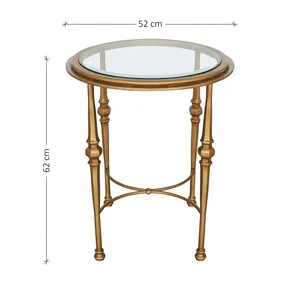 Venta caliente Decoración para el hogar Muebles Mesa auxiliar Marco dorado con mesa auxiliar superior de vidrio y Mesa Central - Product Image 2