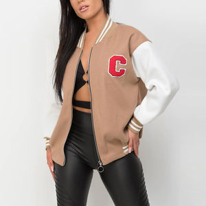 100% matériel original veste universitaire pour femmes veste en cuir courte avec décoration en fourrure quantité minimale de commande bas pour dames et filles - Product Image 1