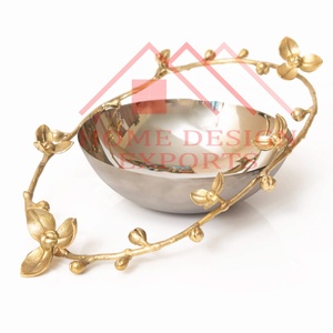 Centres de table de service uniques/prix de gros bol en métal de forme ronde pour Fruits et aliments secs/bol à fleurs sur piédestal de dernière conception - Product Image 5