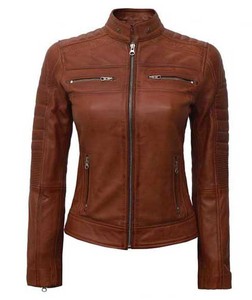 Veste de motard en cuir véritable pour femme, en velours côtelé, unie, légère, écologique, manches longues, vêtements d'hiver - Product Image 5