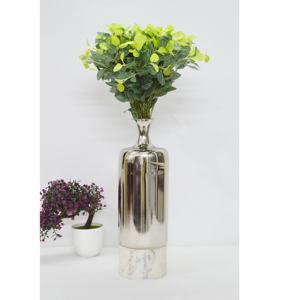 แจกันเคลือบเงาทรงขวดสี่เหลี่ยมผืนผ้าแจกันทำจากโลหะและหินอ่อนสีเงินแจกันดอกไม้สไตล์หรูหราสำหรับงานแต่งงาน - Product Image 2