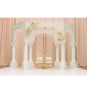 Mandap d'inspiration marocaine pour les mariages indiens USA Ensemble de décoration Mandap de mariage indien Maharani blanc moderne Prix d'usine - Product Image 1