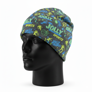 Gorro de Punto Jacquard de Poliéster Elástico Suave de 220 GSM, Estampado Azul Verde, Logotipo Personalizado por Sublimación, Estilo Cálido y Duradero - Product Image 3