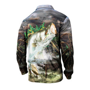 Chemises de pêche polo à manches longues respirantes et douces professionnelles pour jeunes Impression par sublimation complète à séchage rapide en polyester - Product Image 4