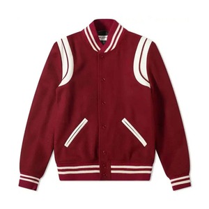 OEM personalizado invierno 100% lana bordado liso invierno suave Color puro Lettermen chaqueta para hombres - Product Image 4