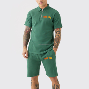 Twin Sets Wholesale Customized New Arrival Men's Custom Logo 2026 New Design High Street For Men 100% Cotton Slim Fit Twin Set - Product Image 1