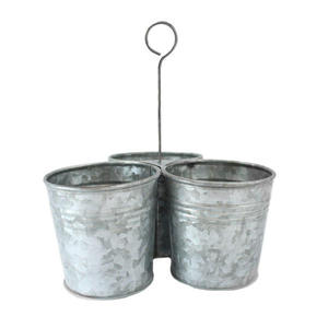 Vintage Theme Galvanized Cutlery Holder Galvanized Metal <b>Utensil</b> Caddy with Handle Compartment Metal Storage Caddy - Product Image 6