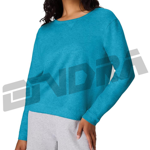 Sudadera clásica azul cielo para mujer, tacto de algodón suave, ajuste relajado, estilo urbano, uso diario para otoño e invierno, tendencia de superposición - Product Image 1