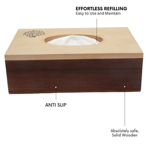 Caja de pañuelos de madera de árbol de la vida Sheesham y haya, caja de pañuelos Rectangular de madera, caja de pañuelos faciales decorativa para mesa - Product Image 5