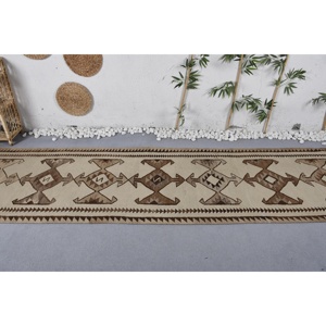 พรมวิ่งสไตล์ตุรกี ขนาด 3.3x11.5 ฟุต พรมขนสัตว์ลายดอกไม้สีเบจแบบวินเทจ - Product Image 3