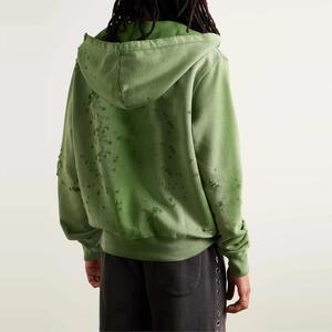 เสื้อมีฮู้ดมีซิปสีเขียวอินเทรนด์สำหรับผู้ชายราคาไม่แพงมีฮู้ดผ้าคอตตอนมีโลโก้ตามสั่งจากสหรัฐอเมริกา - Product Image 2