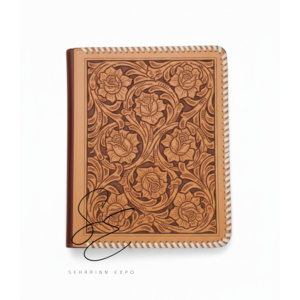 Porte-documents en cuir tressé style cowgirl, organiseur de classement haut de gamme sculpté à la main, classeur durable A4, cadeaux d'entreprise personnalisés - Product Image 2