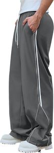 Men's Midweight 100% Cotton Track Pants 2025 Straight Baggy High Anti-Wrinkle Acid Wash Summer Vacation Casual <b>Elastic</b> Zipper - Product Image 2