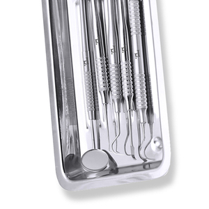 Juego de 3 Bandejas Quirúrgicas y Dentales de Acero Inoxidable con Contenedor para Objetos Punzocortantes para Uso Clínico - Product Image 4