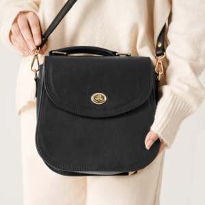 Sandra Summer Fashion Lady's <b>Black</b> Leather Saddle <b>Bag</b> - Product Image 5