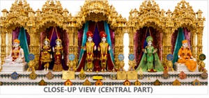Buy Gold Carved Iskcon Temple Manufacturers Customized Pooja Mandir <b>Cabinets</b> Big BAPS Shri Swaminarayan Mandir for Satsang <b>Halls</b> - Product Image 5