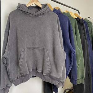 Logo personnalisé vierge initiale jersey lourd sweats à capuche en coton avec grande capuche hommes Baggy Grunge sweat à capuche délavé au soleil à l'acide - Product Image 1