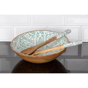 Ensemble de bols de service en émail, style contemporain, bols à salade et à pâtes en acacia véritable, pour ensembles de cuillères, accessoires cadeaux, articles de décoration intérieure - Product Image 3