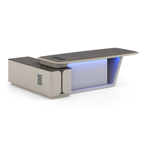 Bureau de direction en MDF brun de luxe, ensemble de meubles de bureau en forme de L, poste de travail modulaire moderne, table d'ordinateur - Product Image 1