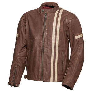 Blouson en cuir pour moto durable avec une structure tendance, doublure confortable, caractéristiques réglables et construction durable - Product Image 1
