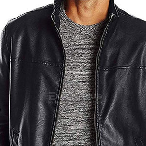 Veste en cuir respirante et confortable, col montant, logo sur le devant, meilleur prix, utilisation en extérieur, prix de gros, pour hommes, hiver, en vente en ligne - Product Image 2