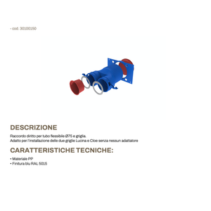 Raccordo Diritto Tecnosystemi per Tubo Flessibile da 75 mm Modello 30100150 per Connessione Sistemi HVAC - Product Image 2