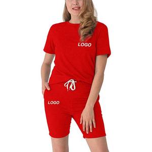 เสื้อยืดและกางเกงขาสั้นสำหรับผู้หญิงชุดเสื้อผ้าผ้าฝ้ายสองชิ้นสำหรับผู้หญิงสินค้ามาใหม่ - Product Image 4