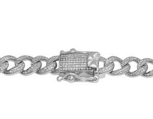 Luxurious Iced Hip Hop S925 Silver Rhodium Plated Link Chain <b>Necklace</b> With Moissanite <b>Diamond</b> Cuban Style - Product Image 5