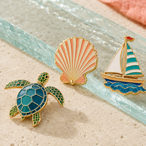 Pins Personalizados de Vacaciones Tropicales, Insignias Metálicas Coloridas de Playa de Verano y Broches de Viaje - Product Image 3
