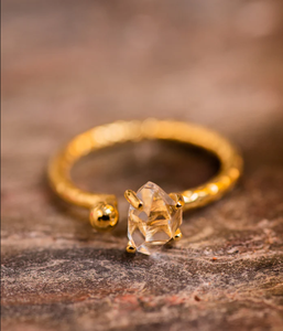 Anillo de ajuste de bisel de piedras preciosas Herkimer de moda Unisex Chapado en plata de ley 925 elegante boda compromiso fiesta aniversario - Product Image 5