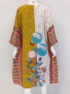 Daster confortable à manches 3/4 sous le genou avec taille élastique chemises de nuit d'été douces pour un usage quotidien - Product Image 2