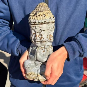 Большая статуэтка Будды из натурального камня (30 см), ручная резьба, полированный кристалл, целебный оберег для фэн-шуй и домашнего декора - Product Image 4